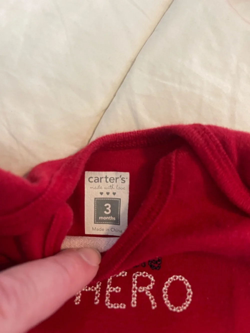 Carter's Bright Red Short Sleeve Baby Onesie with Sparkle Lettering 3 months